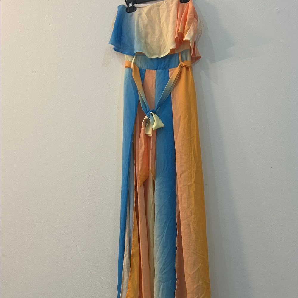 Colorful Off-Shoulder Maxi Dress